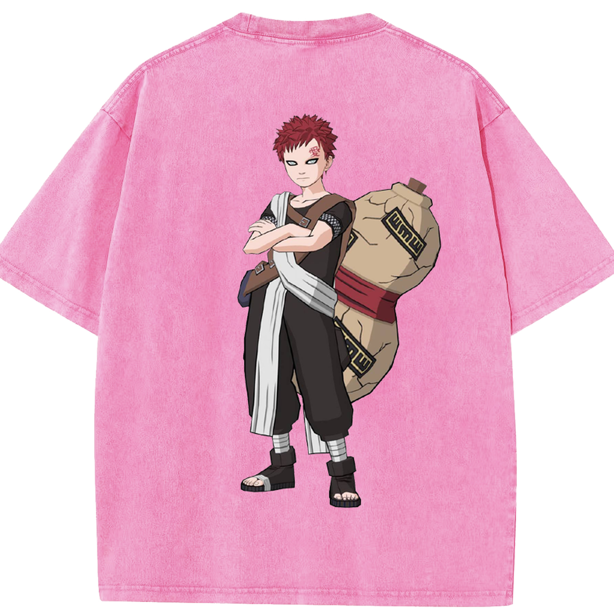 （画像用） NARUTO -ナルト- ガアラ Gaara 綿100% ヴィンテージ風 半袖Tシャツ（背面プリント）